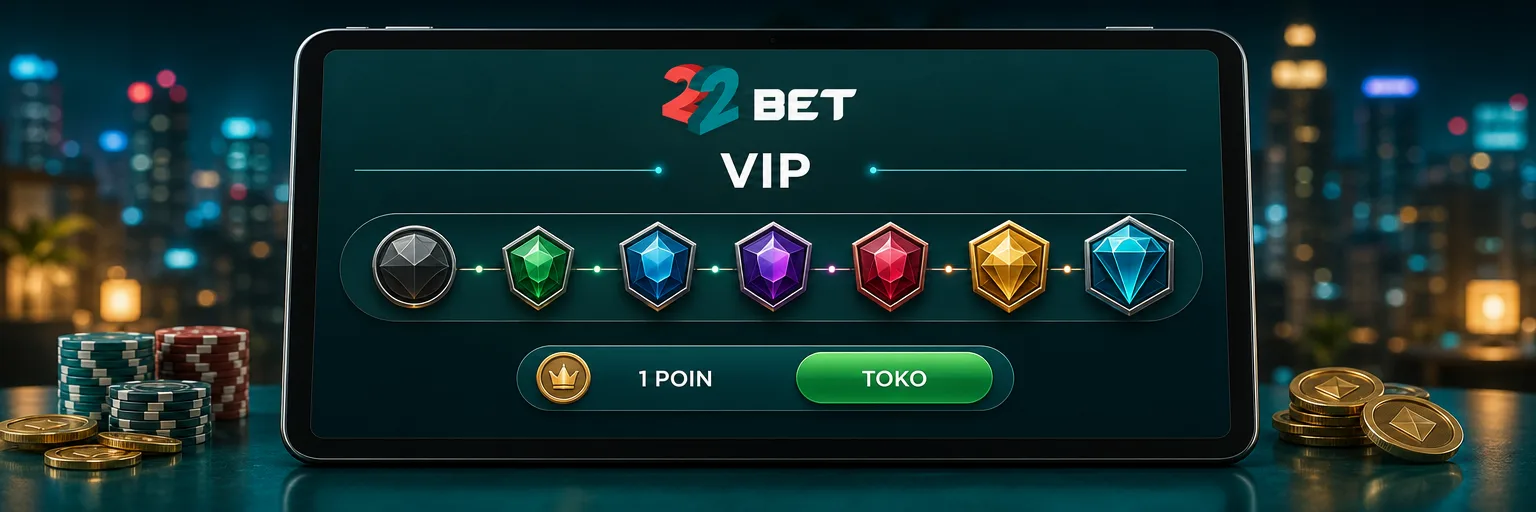 Tangga VIP 22Bet dengan delapan level dari Tembaga hingga Status VIP dan poin loyalitas yang terkumpul