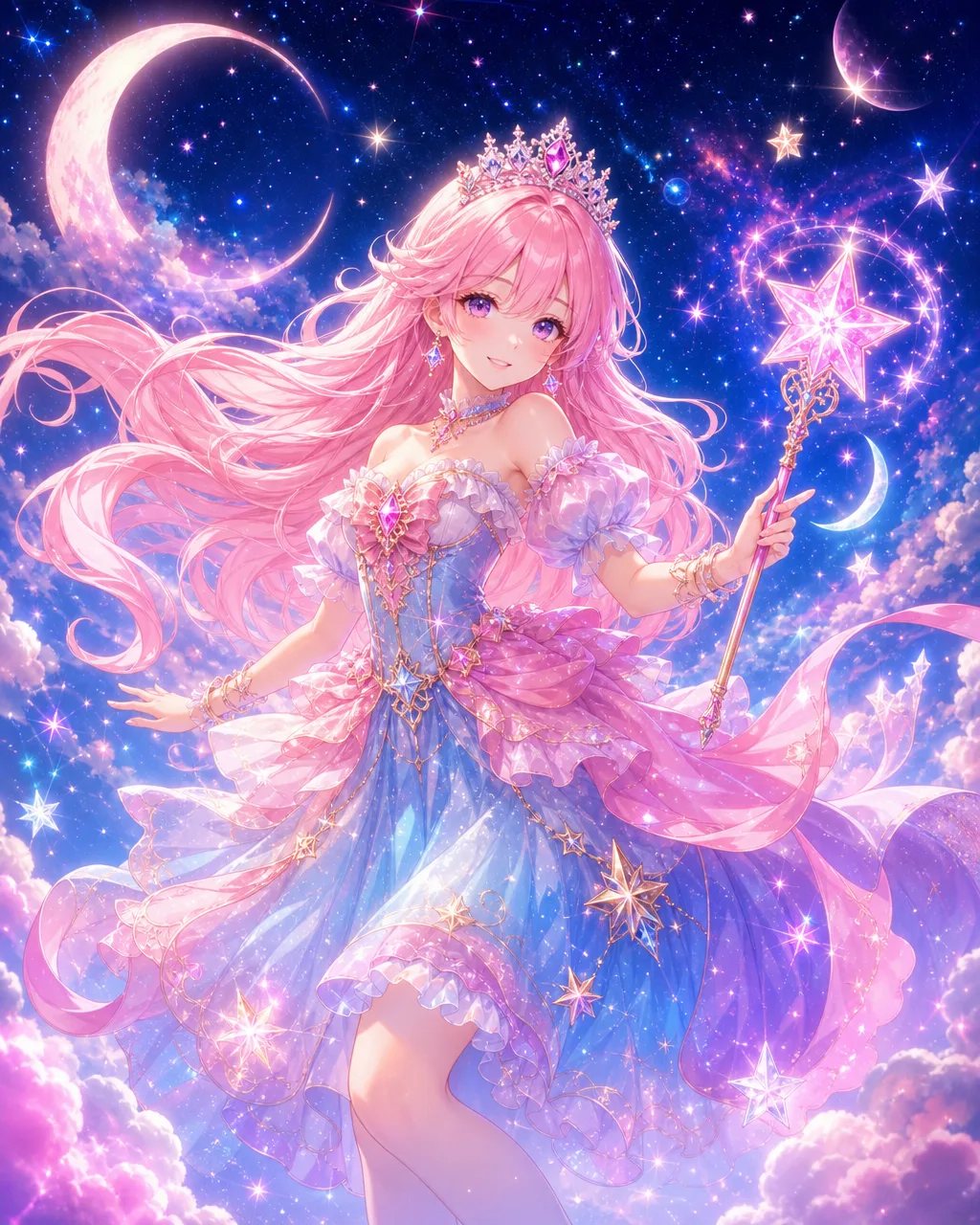 Sampul slot Starlight Princess dengan putri bintang di langit malam