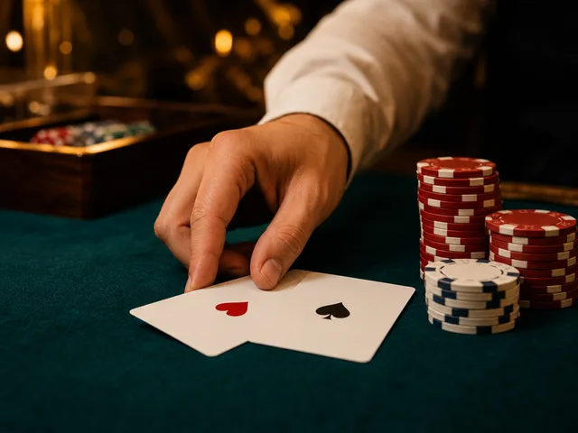 Simbol blackjack dengan kartu dan chip